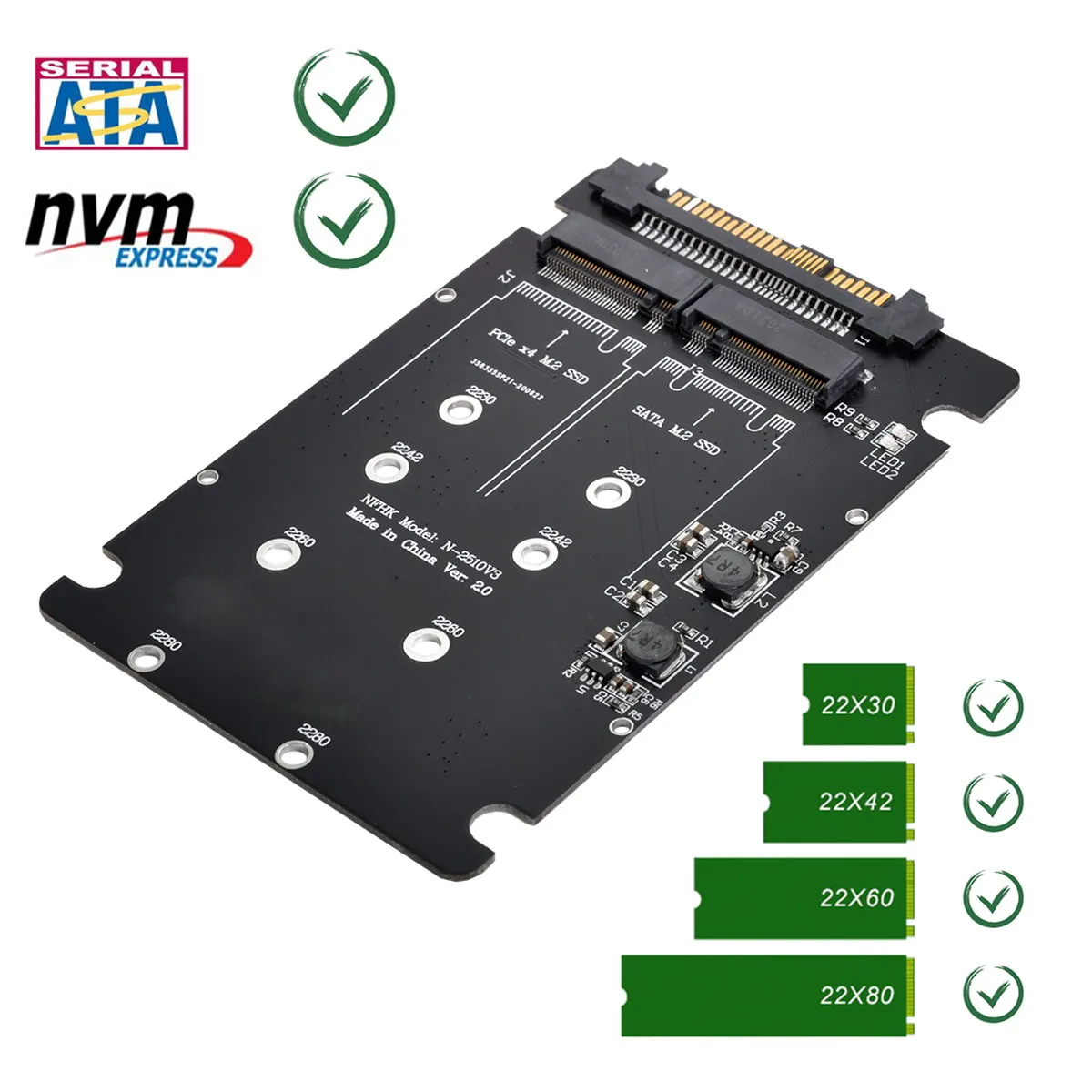 

CYSM Chenyang SFF-8639 NVME U.2 to Combo NGFF M.2 M-key SATA PCIe SSD Adapter for Mainboard Replace SSD 750 p3600 p3700