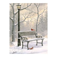 winter snow scene diamond painting round full drill nouveaute diy mosaic embroidery 5d cross stitch park bench scenic pattern
