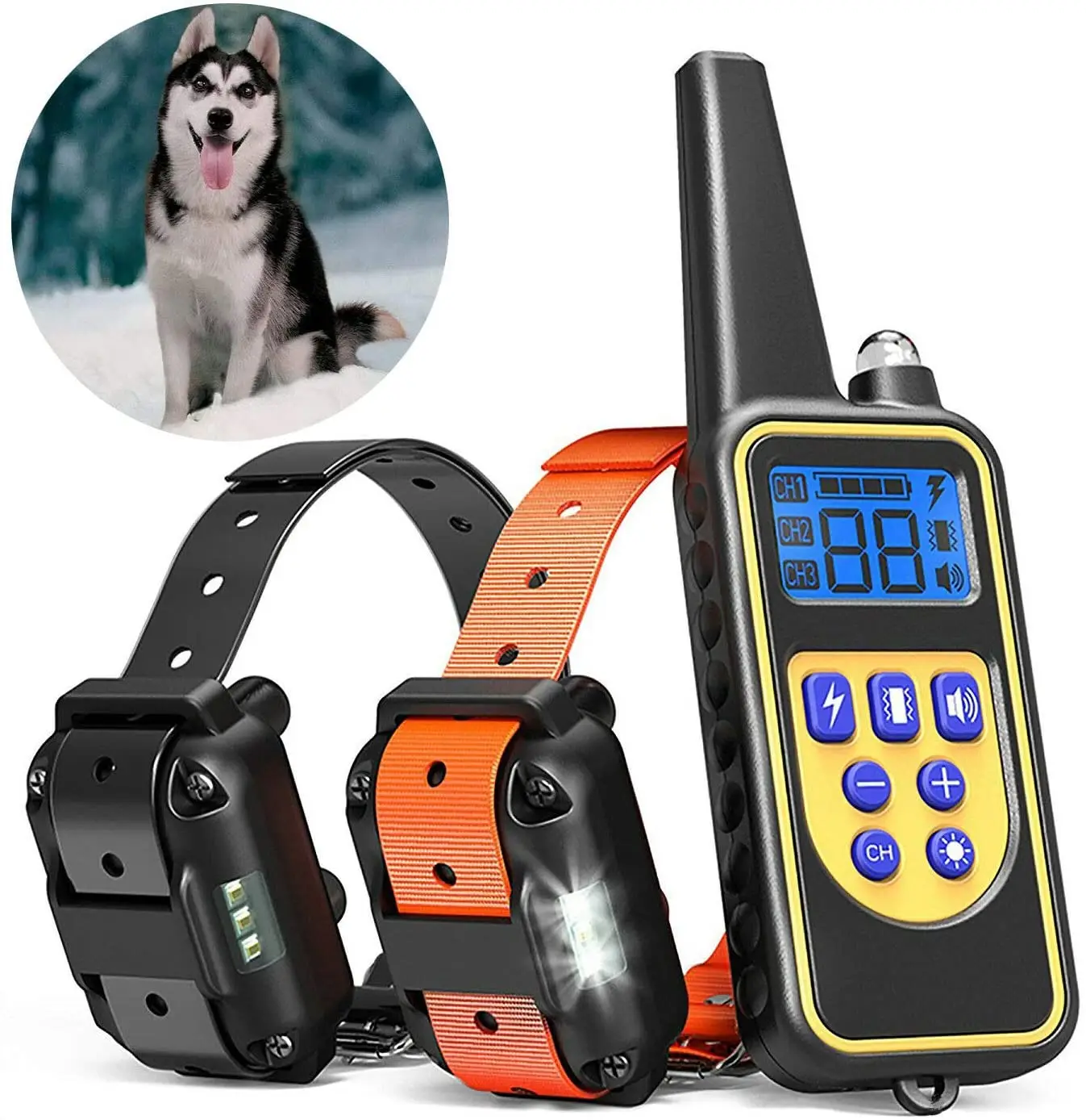 

Electric Dog Training Collar 800m Pet Remote Control Waterproof Rechargeable with LCD Display for All Size Bark Stop DOG Collar