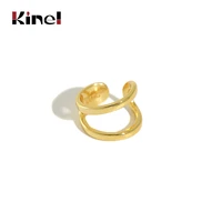 kinel double layer round earrings sterling silver 925 clip earring for women ear cuffs 18k gold koreaearings fine jewelry