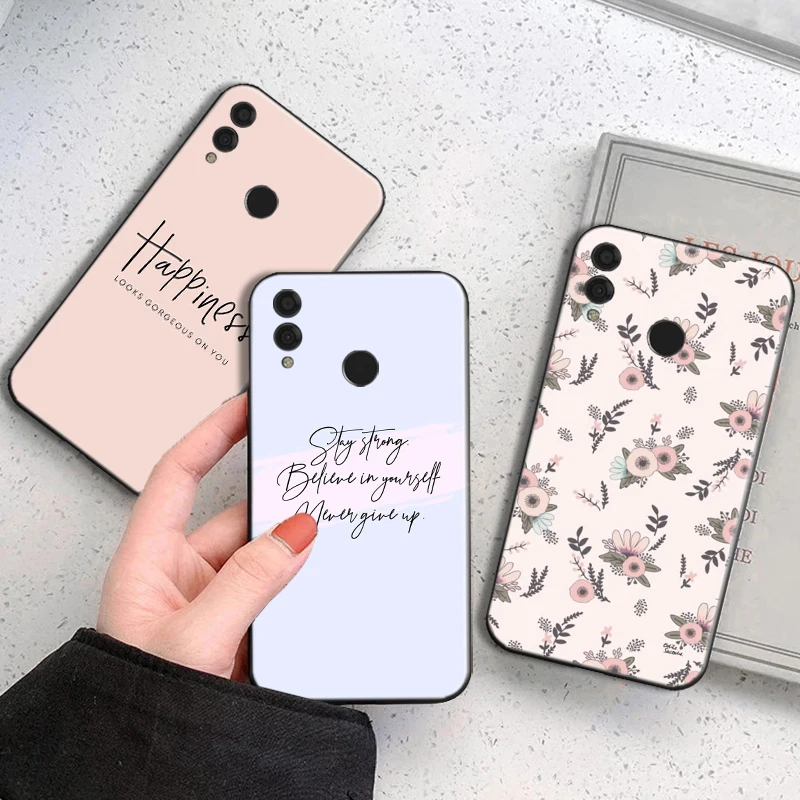 

Art Flower Vintage Phone Case For Huawei Honor 7X 8X 8C 9 V9 9X 9X Lite 9 Lite 10 V10 10i 10 Lite 10X Lite Soft TPU Black shell