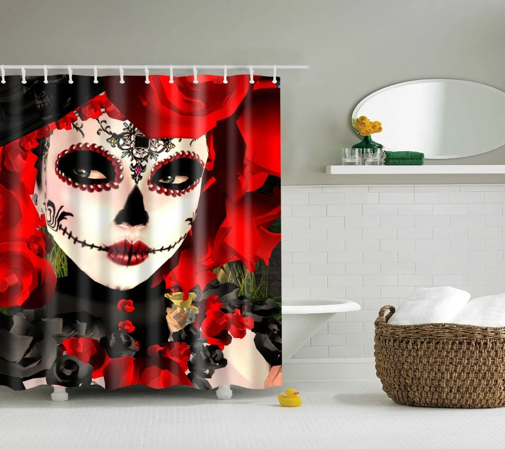 

Cartoon Shower Curtains Skull Design Bathroom Curtain Custom Waterproof Eco-Friendly Polyester Multi-Size Bathroom Bath Curtain