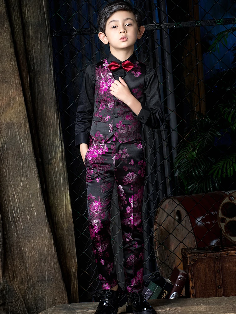 YuanLu 4 предмета костюмы для мальчиков свадебной вечеринки Детские Детский Блейзер