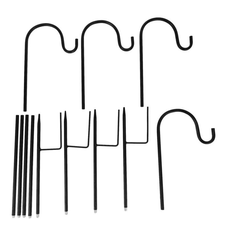 

4 Pcs Adjustable Shepherd Crook Hooks,Festoon Pole with Base,Garden Border Hook for String Lights,Flower Ball,Plant