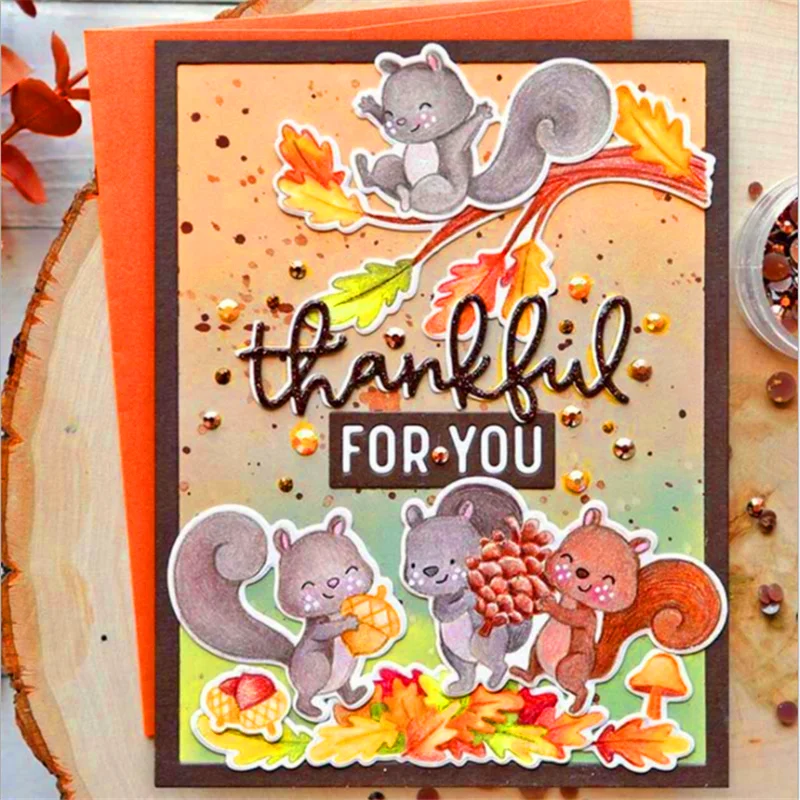 

Clear Stamp and Metal Cutting Dies Squirrel Die Cut Card Scrapbooking Stencil Cut Die For DIY Card Crafts Handmade