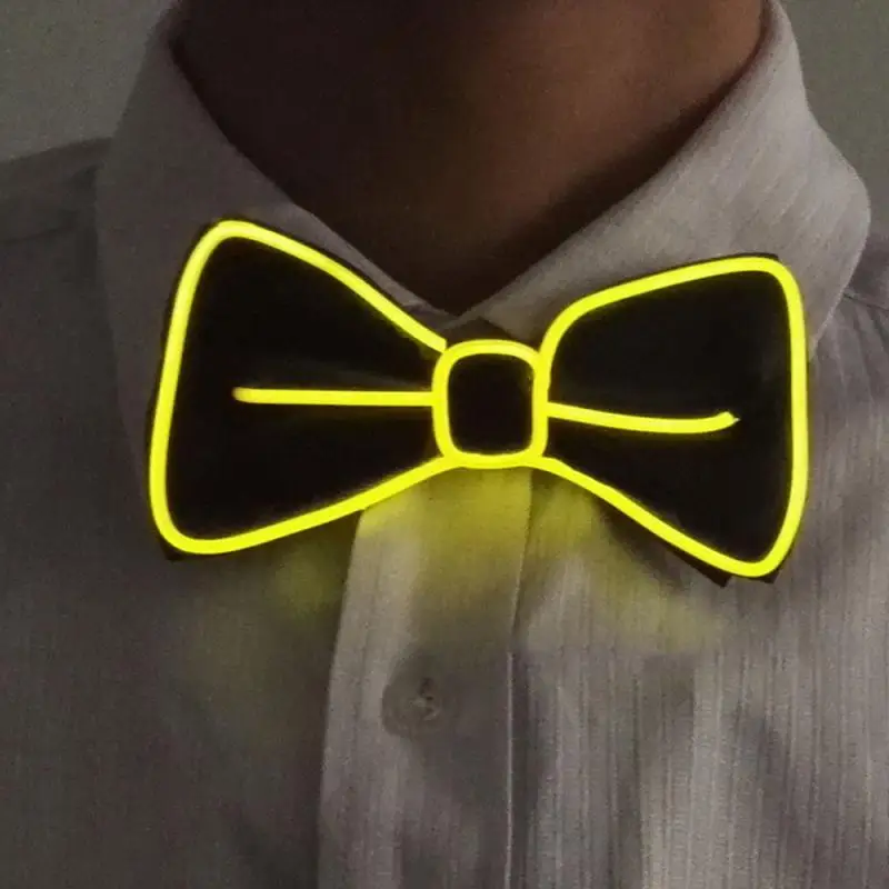 

Men Luminous Bow Tie Cold Light Led Necktie Flashing Light Up El Wire Glowing Bow Tie Fashion Party Bowtie Festival Halloween