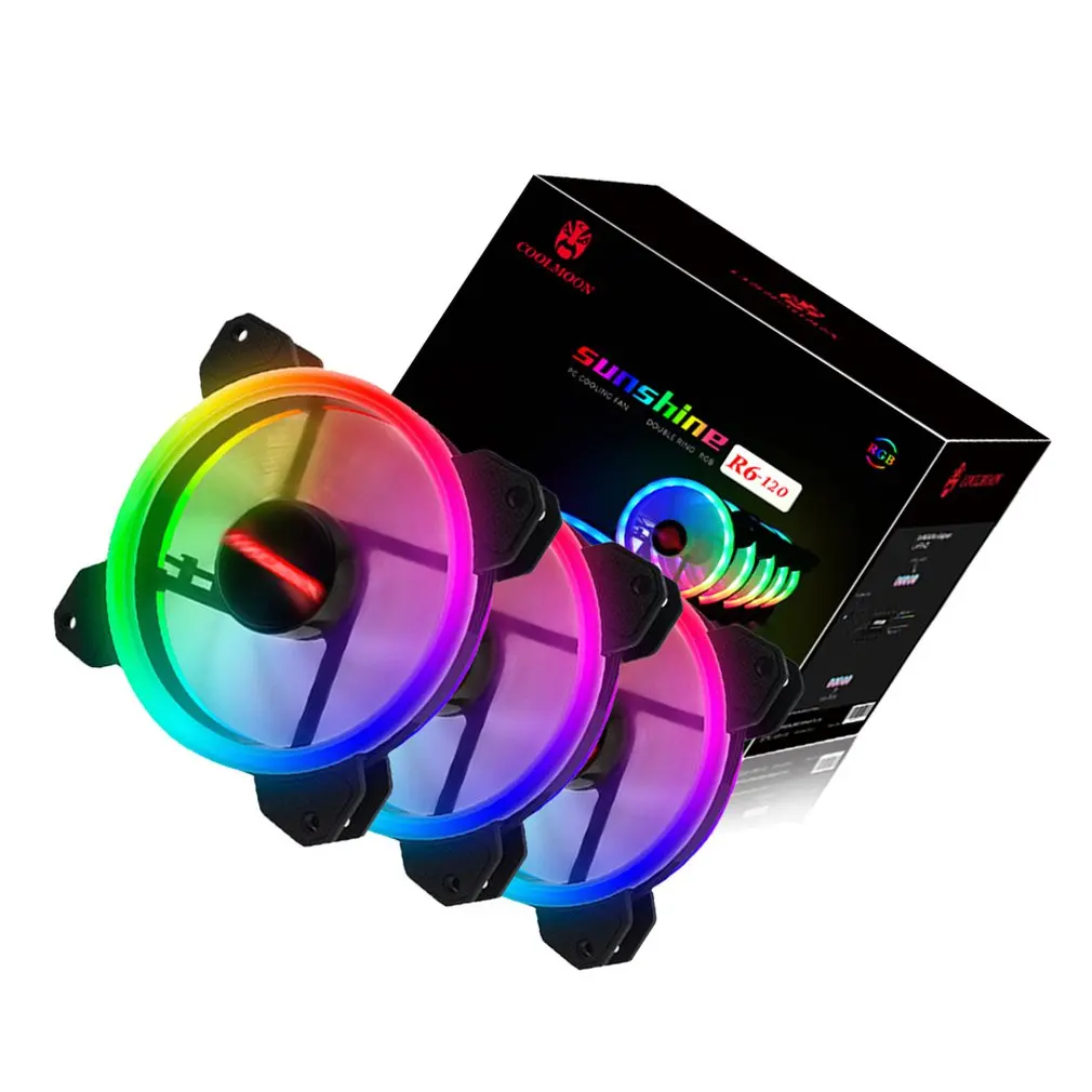 

Light Rgb Chassis Fan 12Cm New Desktop Computer Cooling Fan Colorful Color Aurora Silent Fan