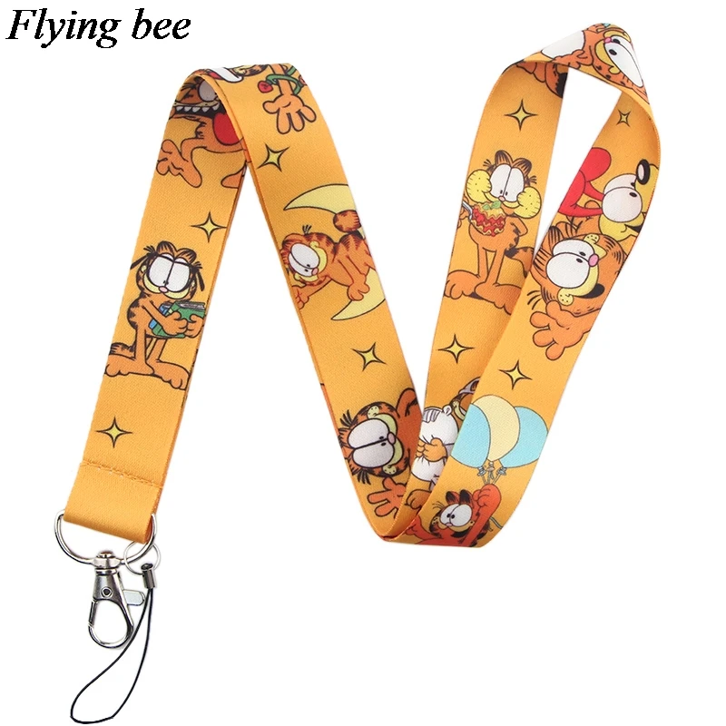 Flyingbee Новая мода Кот Печатный шнурок ключевой ремень для ключей телефона
