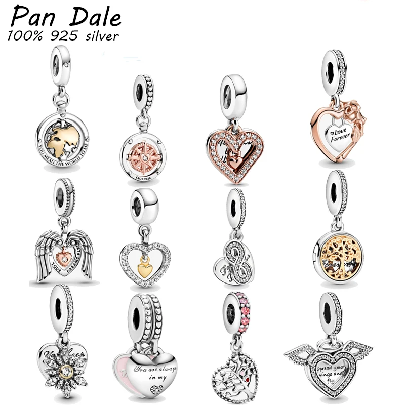 

Fit Original Pandora Charms Bracelet 925 Sterling Silver Love & Friendship Snow flower charm bead DIY Jewelry Making Berloque