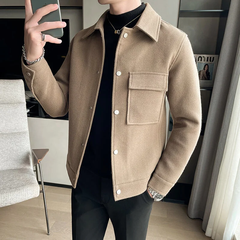 Осень-зима 2022 мужское шерстяное пальто однотонные шерстяные куртки с длинным