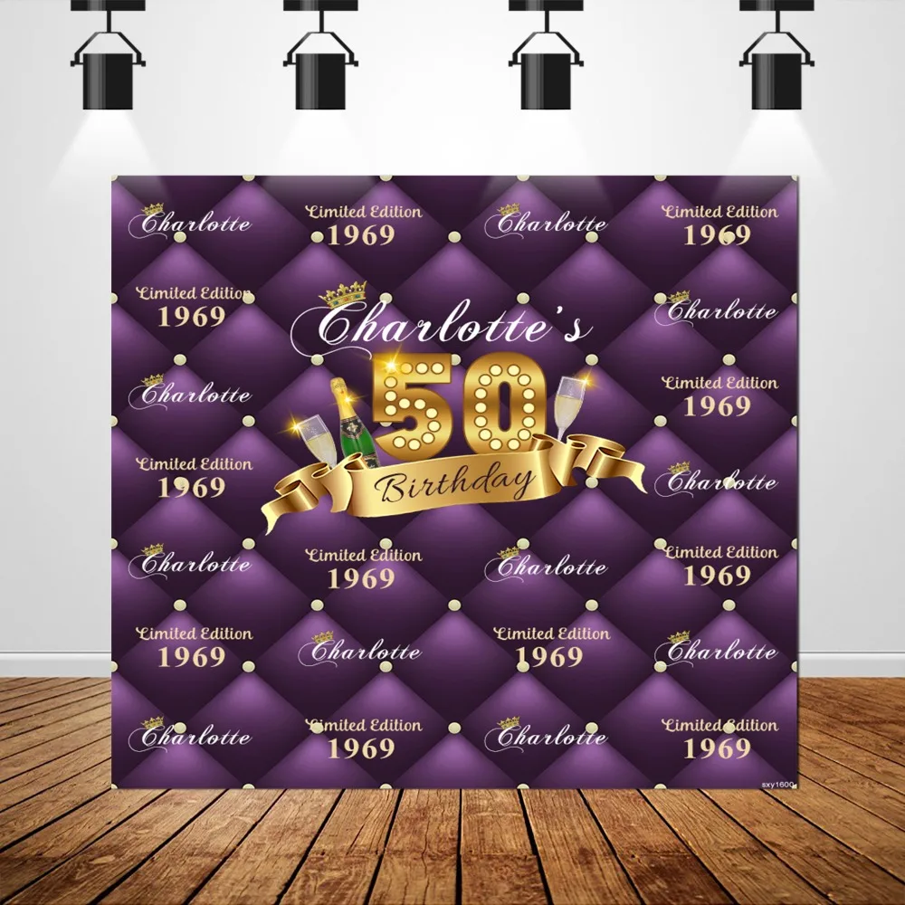 SXY1600 виниловый фиолетовый Tufted фон Алмаз Золото 50th день рождения фон для фотостудии шаг и повтор фотостудии