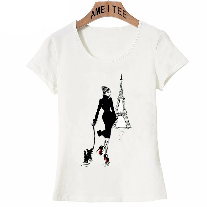 Черная рубашка с принтом для девочек летняя модная женская футболка новинка