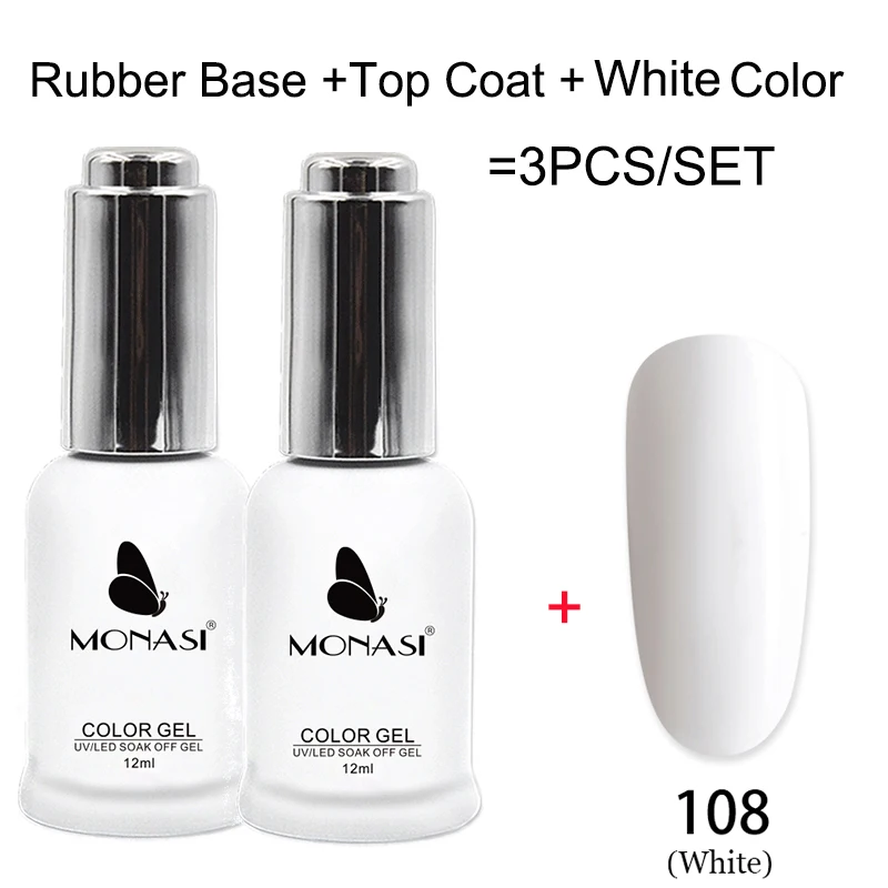 Гель лак MONASI УФ для базового и топового покрытия липкий слой удаляемый