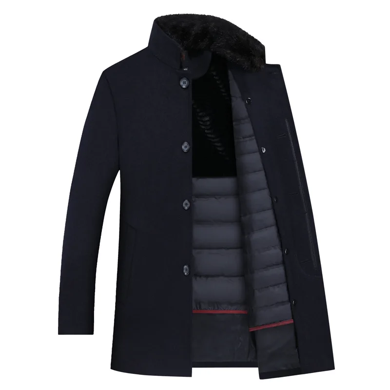 

2021 Winter New Real Fur Collar Kışlık Mont Erkek Thick Detachable Down-padded Liner High Quality Winter Jacket Men