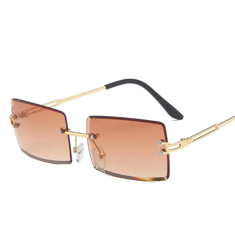 

Rectangle Glasses Rimless Sunglasses Women Men Metal Frame Sun Glasses Shades Vintage Mirror Lens Eyeglasses Oculos UV400