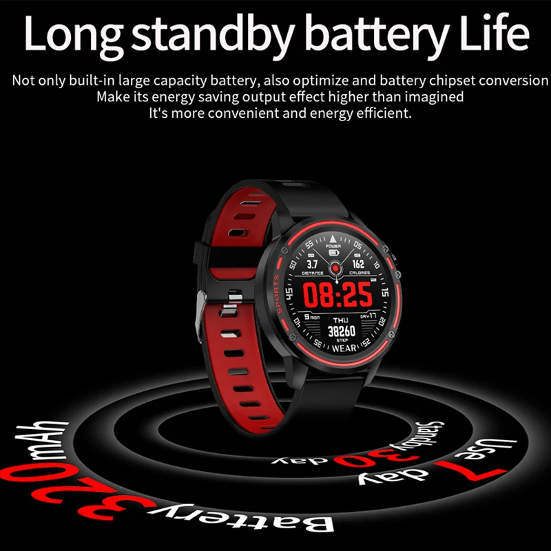 L8 Smart Watch Men IP68 Waterproof Reloj Hombre Mode SmartWatch with Blood Pressure Watches Sports Fitness Heart Rate Watch Man