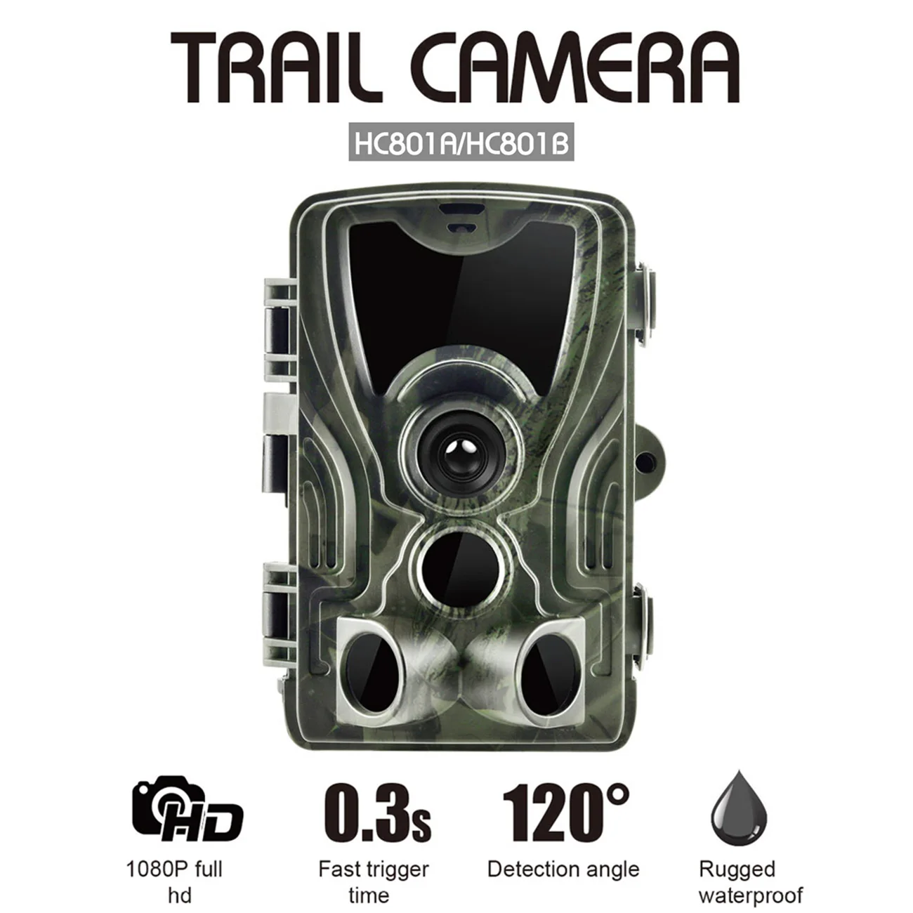 

HC801A Hunting Trail Camera 16MP IP65 Photo Traps 0.3s Trigger Time 940nm 1080P Waterproof Camera for Wildlife Surveillance