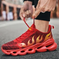 men flame printing running sneakers mens soft and comfortable running shoes blade shoes outdoor non slip fashion sneakers men
