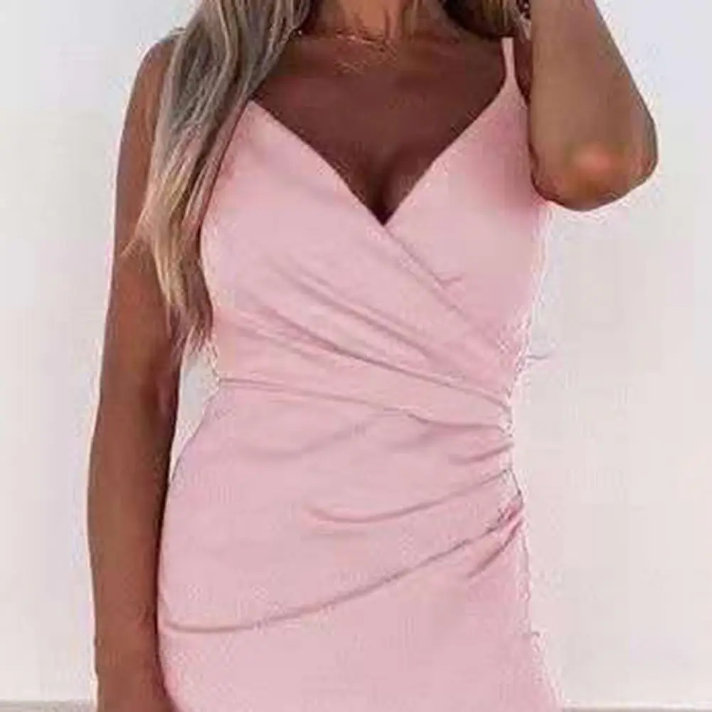 Женское платье с рюшами и V образным вырезом длинные воздухопроницаемые