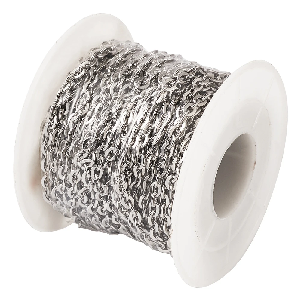 

about 10m/roll 304 Stainless Steel Unwelded Cross Chains For DIY Bracelet Necklace Jewelry making Accessories
