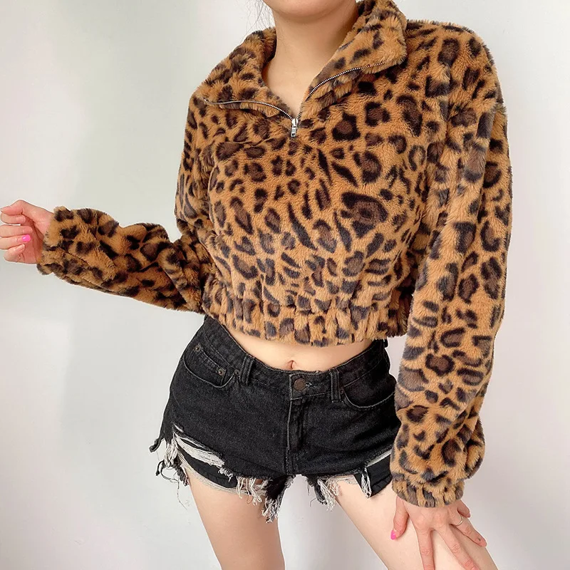 MONMOIRA леопардовые толстовки с искусственным мехом женские зимние теплые меховые