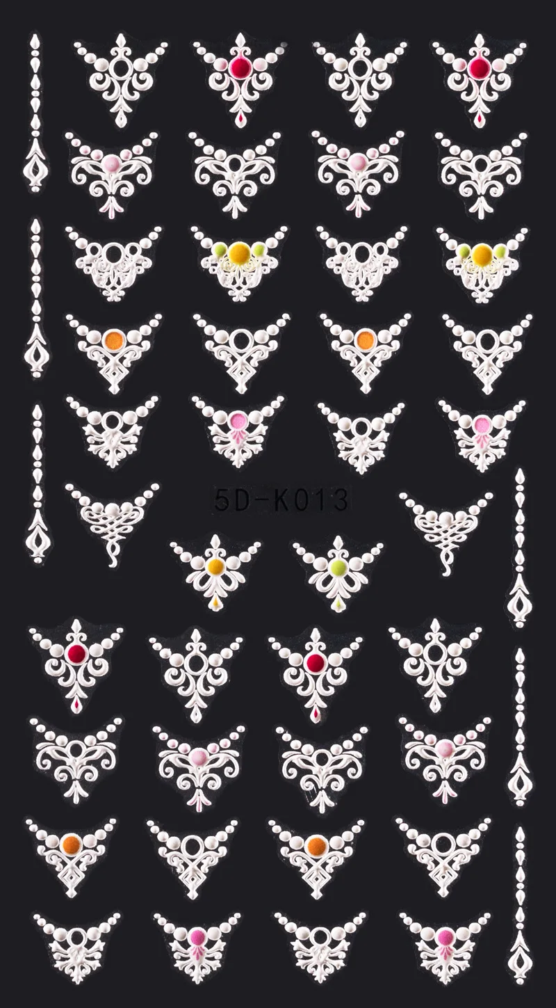 

2021 New INS 5D Acrylic Engraved Nail Sticker Embossed Popular color Flower Butterfly Court Decals Empaistic Nail Backglue Decal