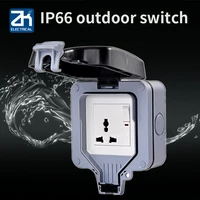 ip66 outdoor bathroom waterproof wall plugged in a multi function three hole british taiwan international switch socket
