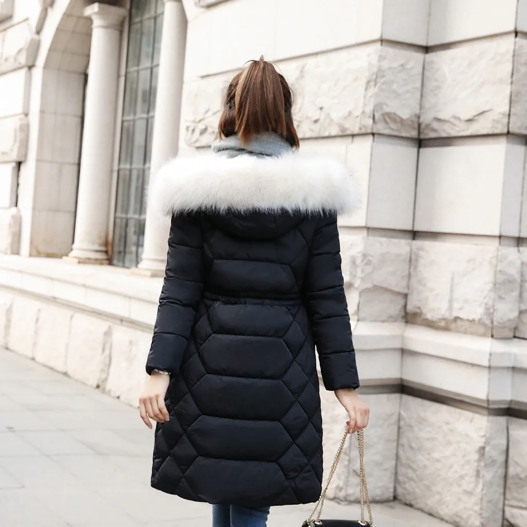 

fluffy Fur Collar Long Womens Winter Jacket Coat Slim Jacket Women Warm Hooded Coat Parkas long 2019 New Winter Collection