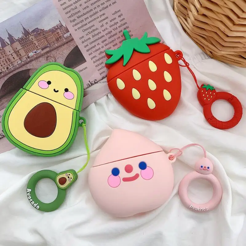 Милый силиконовый чехол с изображением Летних Фруктов для гарнитуры Bluetooth Airpods 1 2