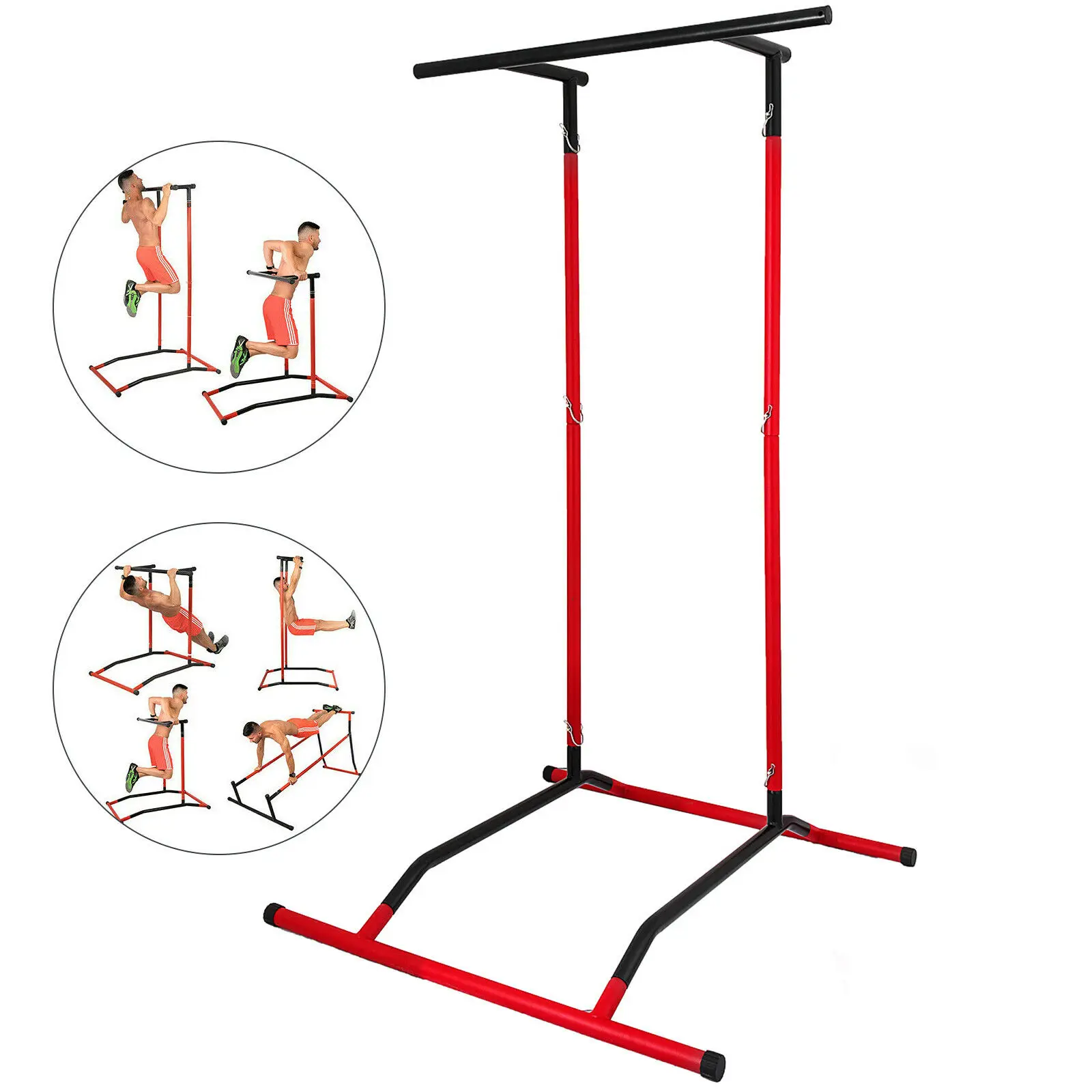 

330LBS Pull Up Bar Stand Power Tower Station Workout Pull Up Dip Station with Carry Bag for Home Fitness