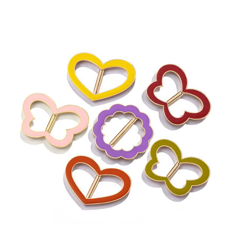 Металлический шарф Пряжка бабочка сердце круглый Овальный Цветок Лента слайдер