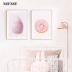 Розовая пончик хлопок конфеты десерт плакат искусство скандинавские принты пастельный розовый холст картина Детская комната девочка Декор