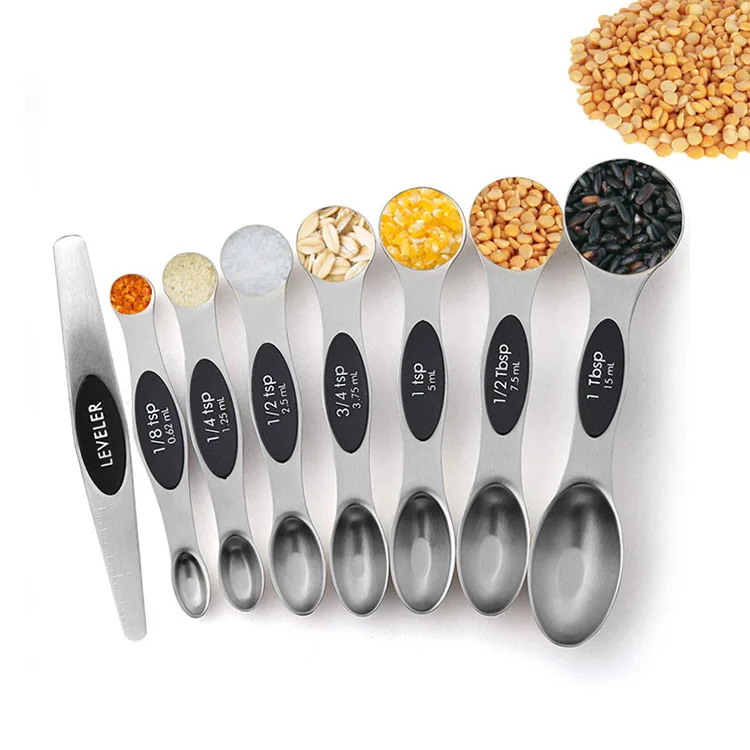 

8PCS for Dry and Liquid Ingredients Magnetic Measurement Teaspoon Tablespoon Stainless Steel Double Head Measuring Spoon