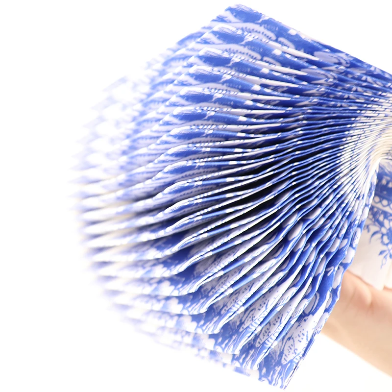 37 шт Классическая одноразовая посуда набор синяя и белая бумага имитирующая