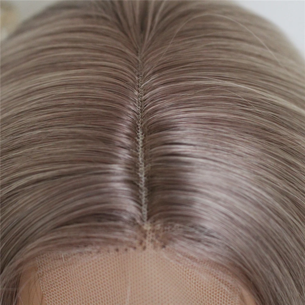

Highlight Synthetic Lace Wigs Straight Hair Brown and Blonde Mixed Colored Wigs for Women 2x4'' Middle Part Lace Wigs 22