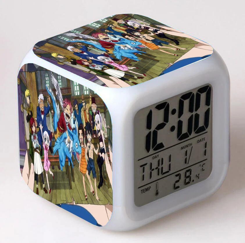 

Fairy Tail anime Cartoon LED 7 Color Flash Digital Alarm Clocks Night Light Bedroom Desk Clock despertador Alarm-Clock