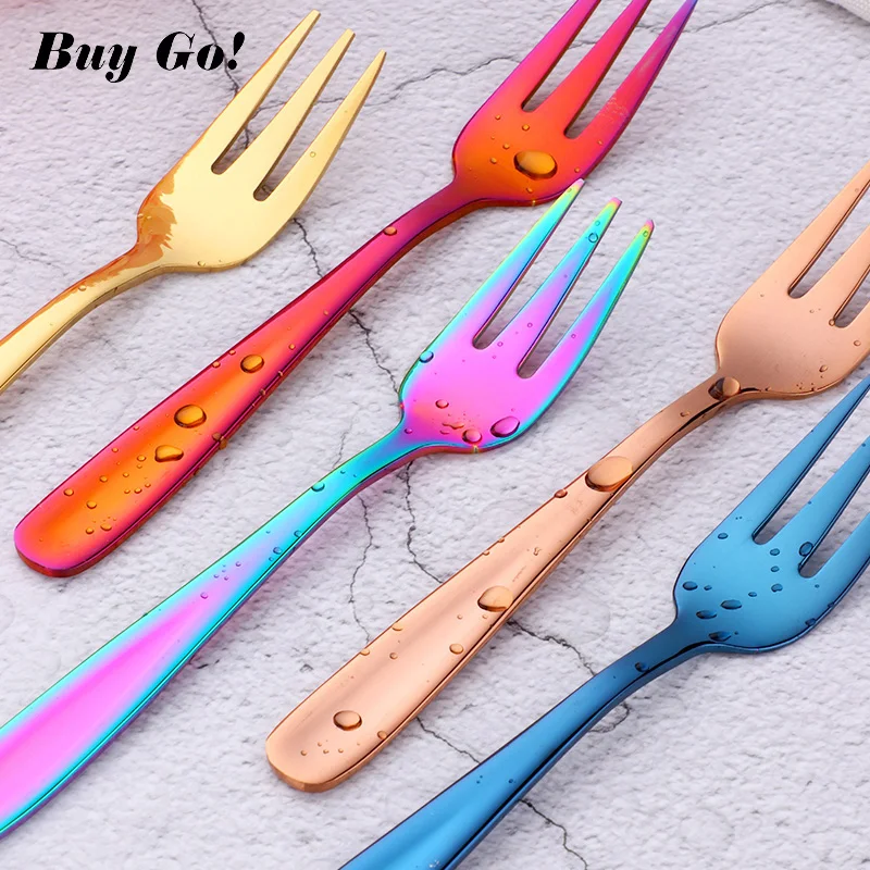 10 шт. вилка для фруктов 18/10 нержавеющая сталь вилки торта на десерт красная