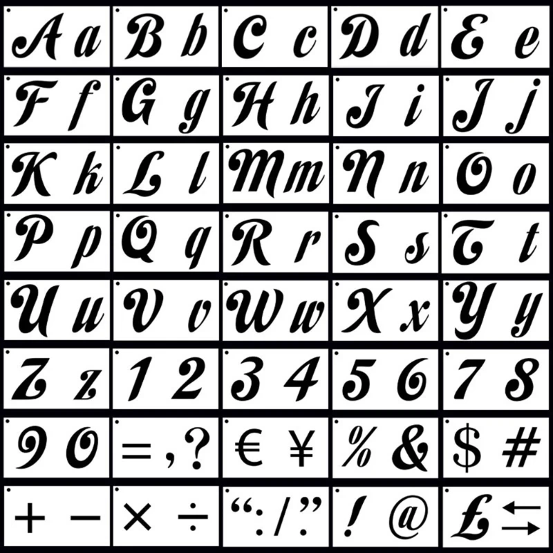 

40 Pcs PET English Letters Stencils Set Drawing Template Ruler DIY Painting Template Geometric Hollow Out Scrapbookin Retailsale