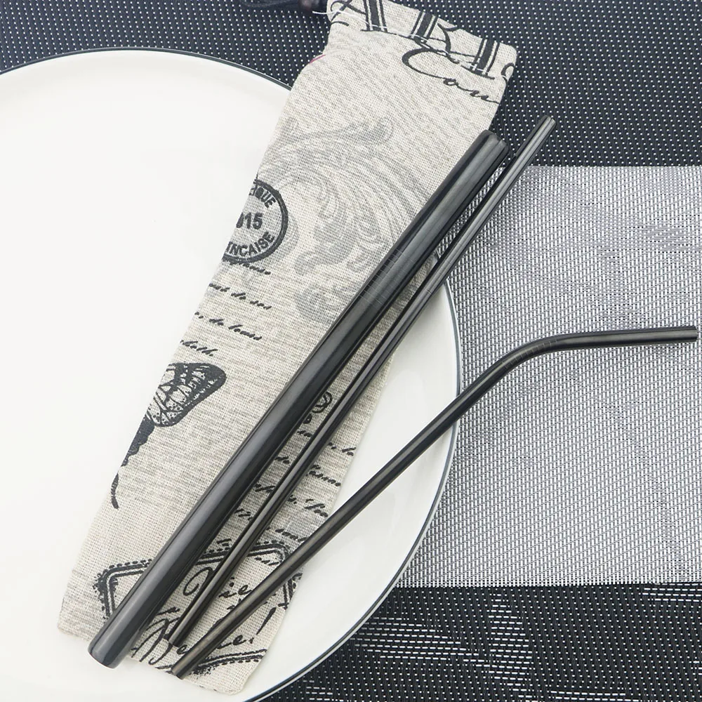 5 шт./компл. милые черные соломинки портативные Дорожные Металлические из