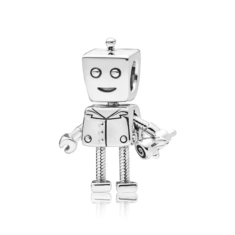 

Original Pan 100% 925 Sterling Silver Charm Shine Cute Robot Bella Bot charm Beads Women Diy Bracelet Bangles Jewelry gift