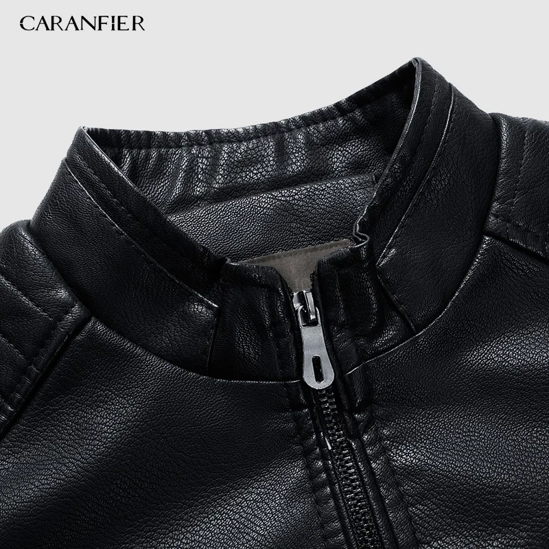 CARANFIER мужские кожаные куртки зимнее пальто для мужчин плюс бархатная верхняя