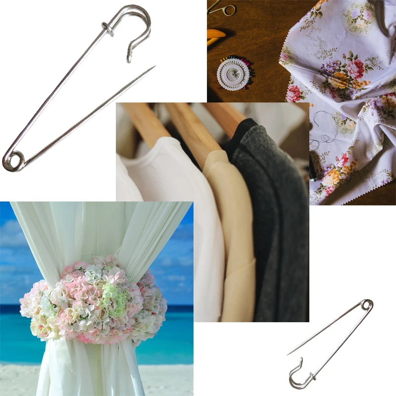 Большие Металлические Булавки серебристые безопасные булавки для ювелирных