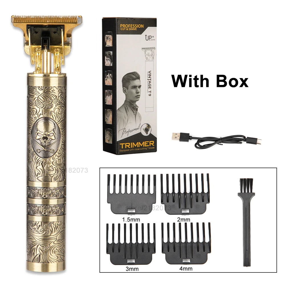 T9 Vintage Hair Lighter Clipper For Men Barber Hairdresser Cutting Machine 0mm Cordless Rechargeable Beard Shaver Trimmer | Бытовая