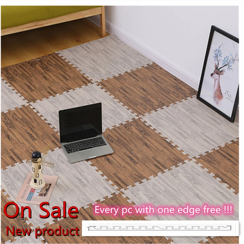 

2021 Newest Wood Grain Puzzle Mat Baby Foam Play Splicing Bedroom Thicken Soft Modern Floor Kids Rug Living Room Crawling Carpet