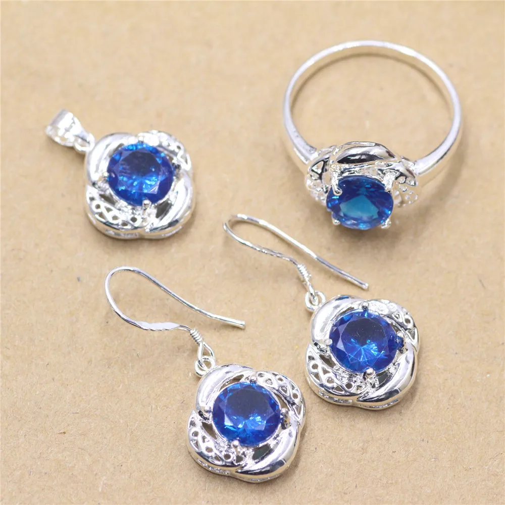 

New Silver Ring Necklace Pendant Earrings Classic Refined Temperament Female Models Inlaid Zircon Suit