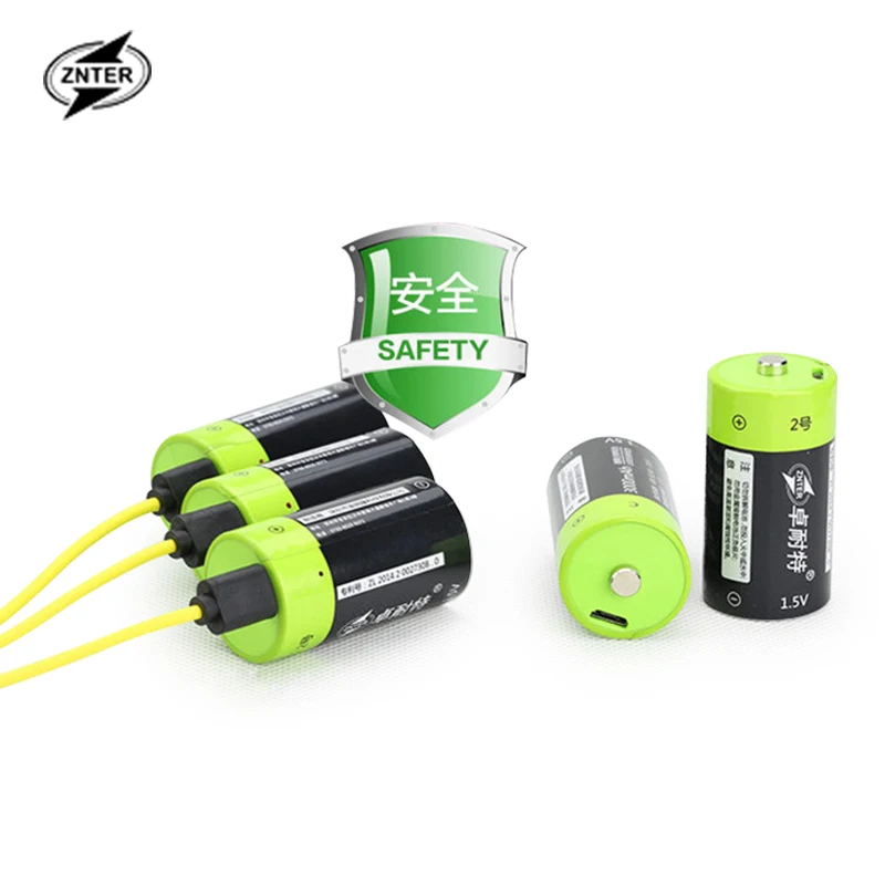 ZNTER2pcs 1 5 v литий полимерная ионная аккумуляторная батарея размера C 3000mAh USB Тип