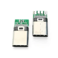 10pcs hot selling usb 2 0 type c 24 pins connector male socket adapter to solder wire pcb board