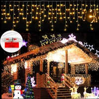 Street Garland The House Outdoor Christmas Decoration Festoon Led Curtain Icicle String Lights Droop 0 6-0 8m For Xmas Decor