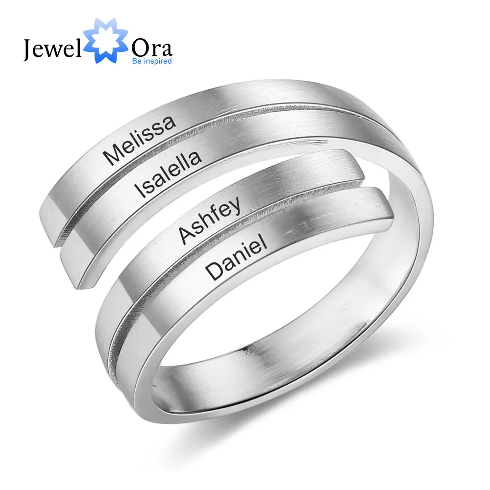 Engrave 4 names JewelOra персонализированные Семейные кольца для Для женщин пользовательские 3 или 4 гравировка имен кольцо регулируемое кольцо лучший друг, ювелирное изделие, подарок - Цвет основного камня: Engrave 4 names