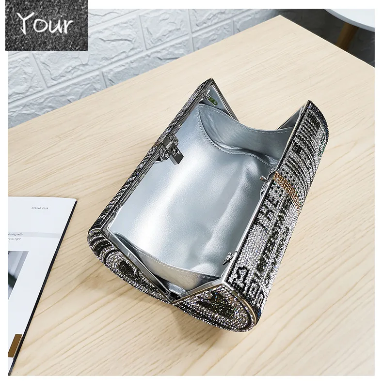 

Luxury Money Usd Printing Diamond Evening Bags Women Crossbody Bag Dollars Crystal Handbags Currency Wedding Party Shoulder Bag